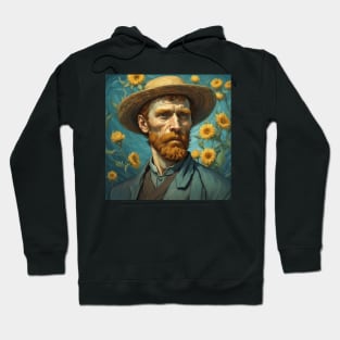 Van Gogh Portrait with Beautiful Flowers Hoodie